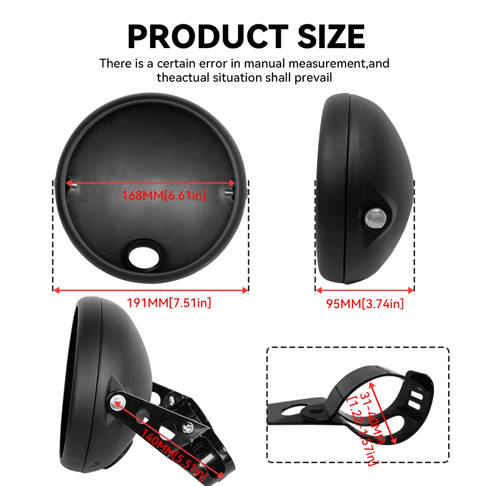 7inch LED Motorcycle Headlight Universal 7.5" Round Head Light For Cafe Racer Bobber Honda image 3