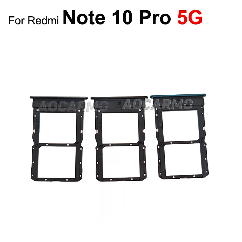 Aocarmo Green Black Silver Sim Card SIM Tray Slot For Xiaomi Redmi Note 10Pro 5G Replacement Parts