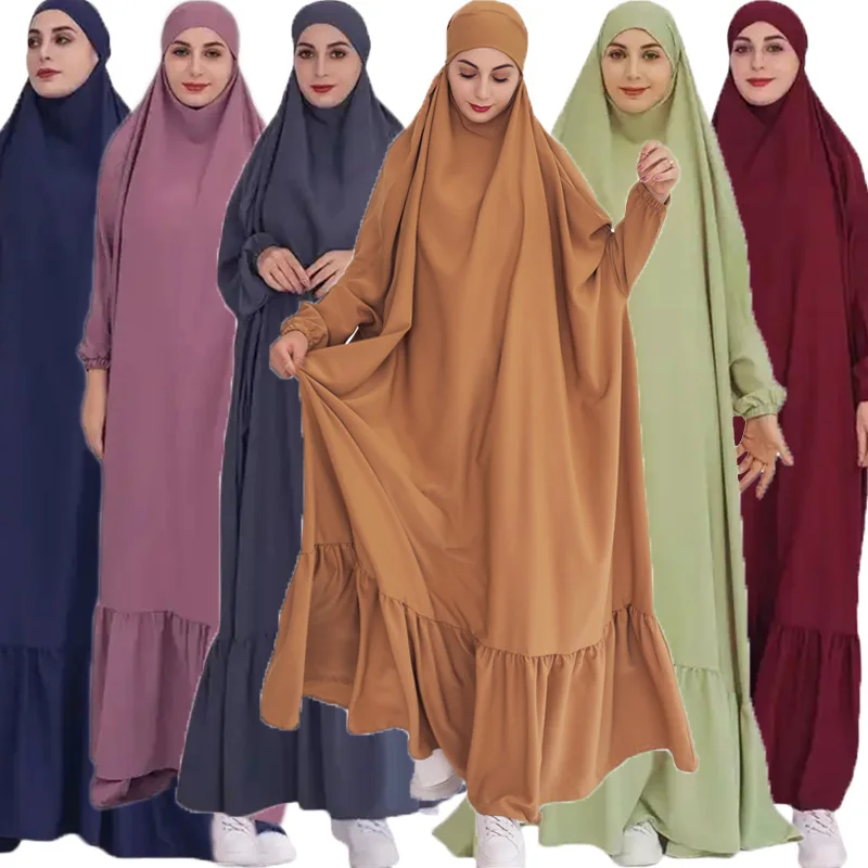 

Plain Abaya Muslim Ramadan Long Dress Women Prayer Garment Clothes Caftan African Dresses Islam Dubai Modest Abayas Kaftan Robe