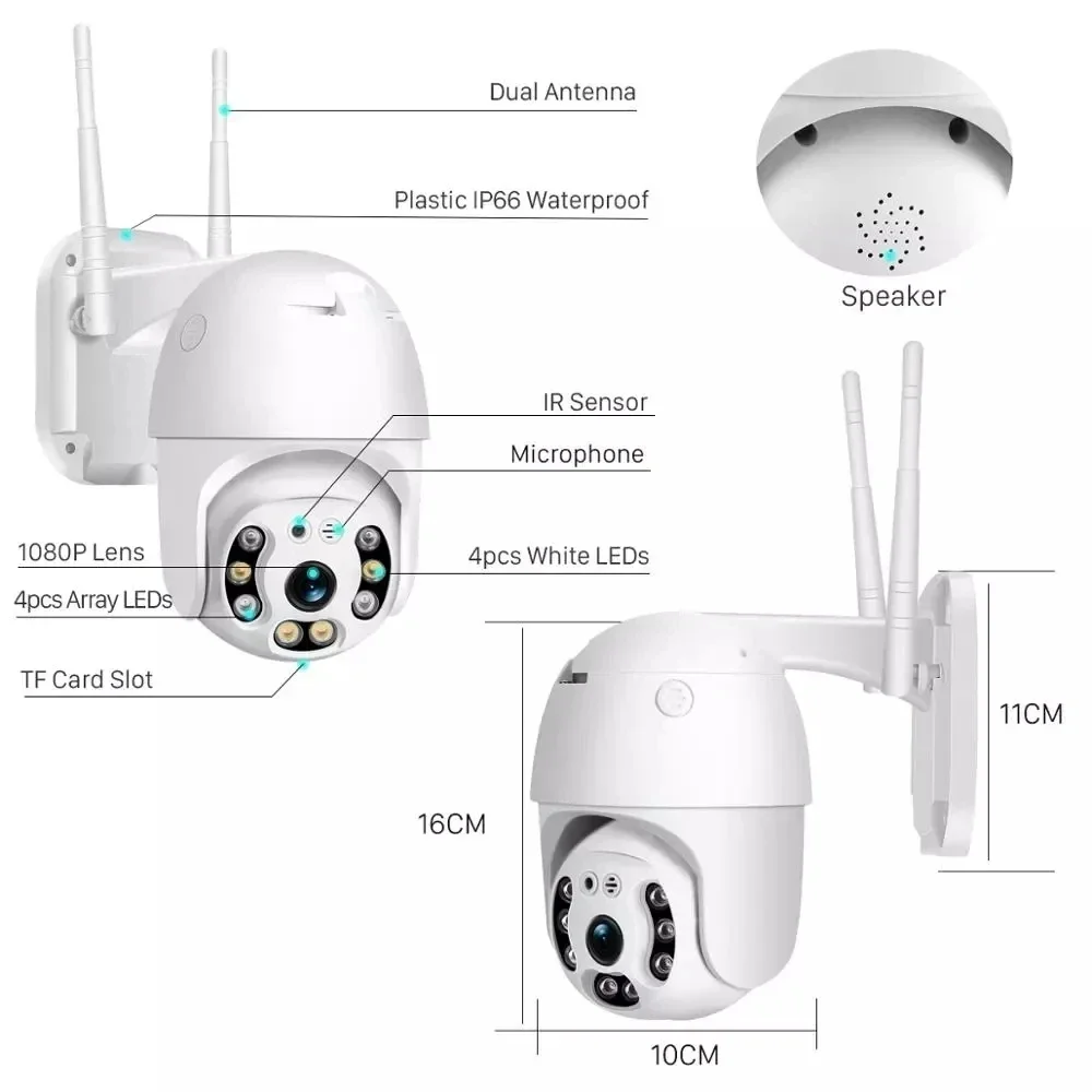 Yi iot 2mp 3mp wifi câmera ptz ao ar livre à prova dwaterproof água rastreamento automático cor visão noturna áudio em dois sentidos 2.4g wifi