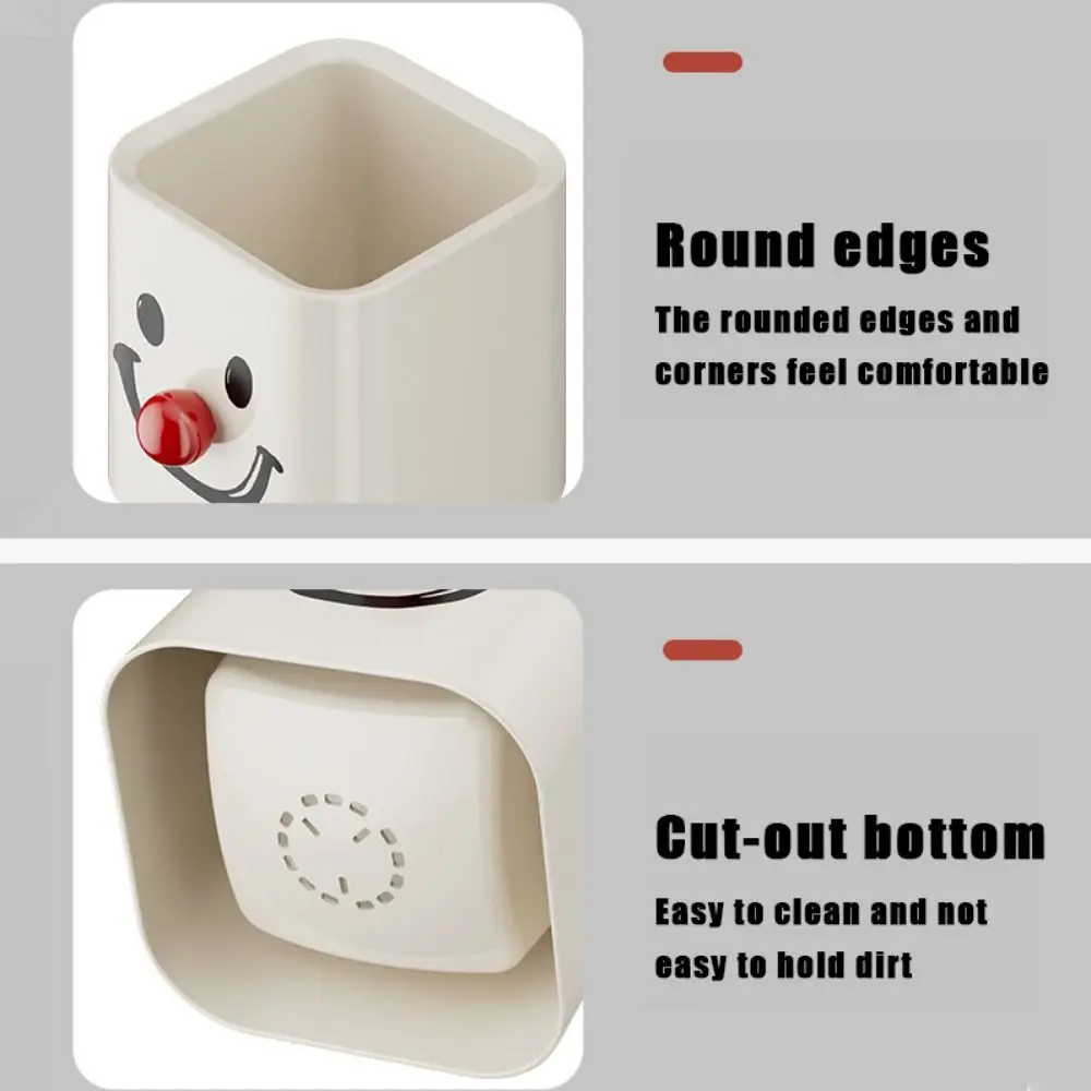 Smiling face pattern pen container Bottom hollowing Waterproof Stationery Case Light weight pp Desktop Storage Box Student