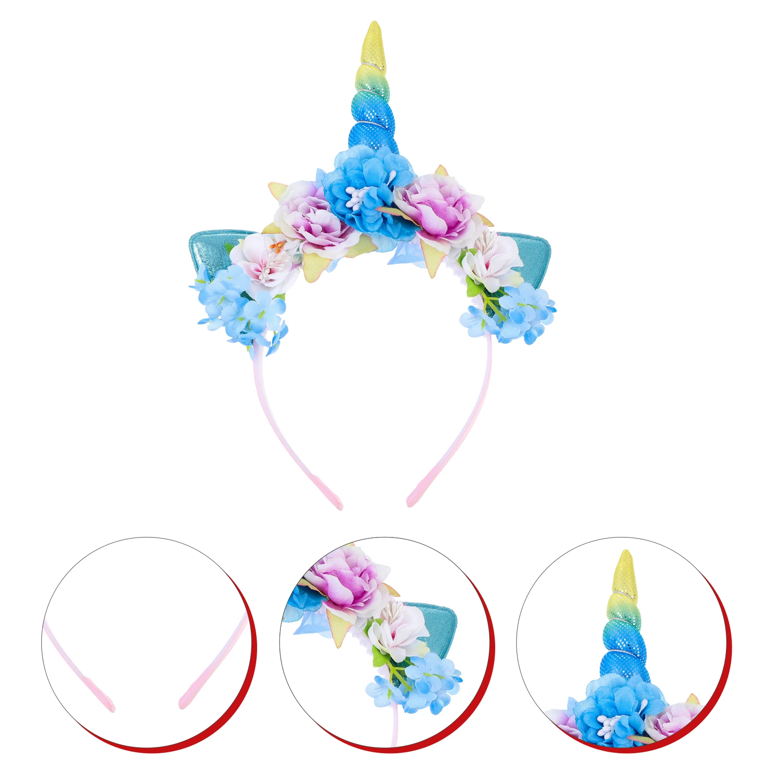 

Lovely Headband Cartoon Unicorn Hair Band For Party Cosplay Birthday Decor Kids Adult Lightweight Non-Fading Unicorn Ear