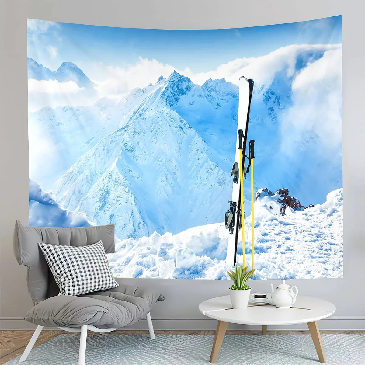 Snow Mountain Scenery Tapestry Extreme Sport Tapestry Skiing Travel Tapestry Home Living Room Dorm Bedroom Decoration Tapestries
