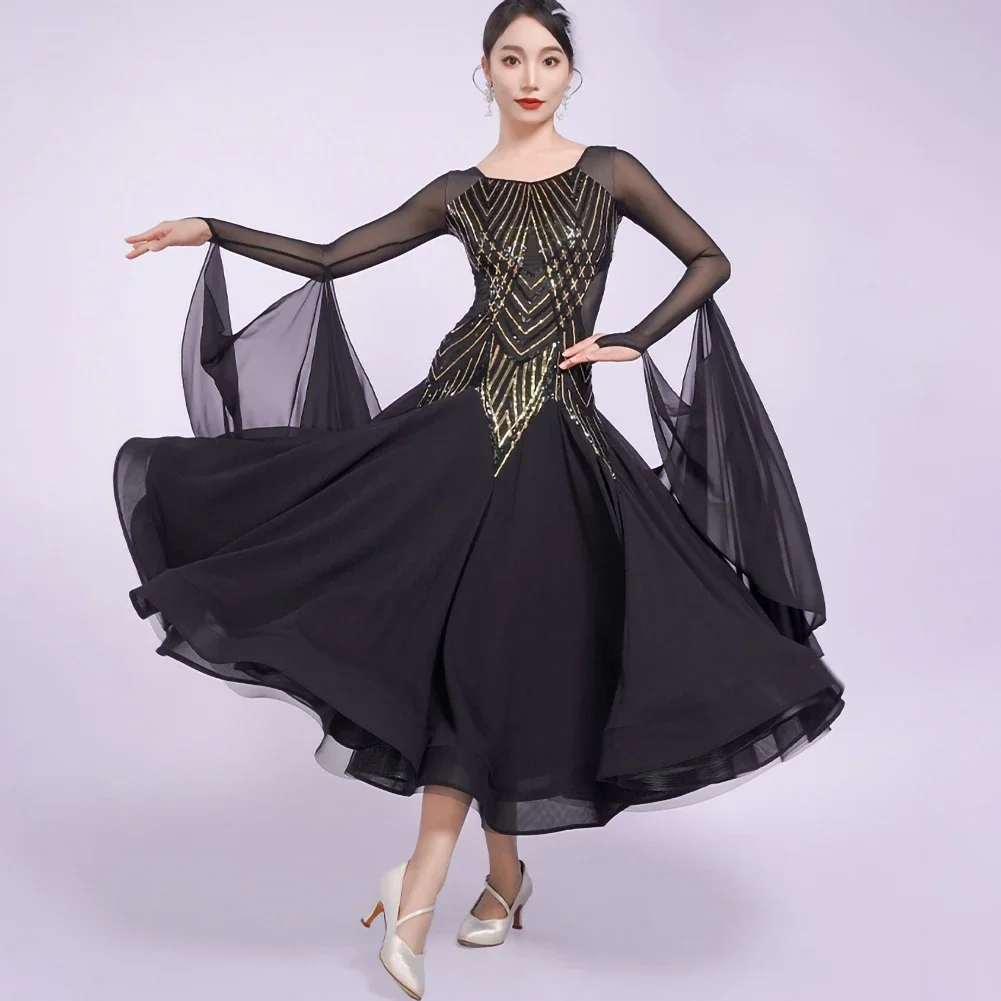 Costume de concours de valse pour femmes, robe de danse de salle de bal à paillettes, rouge, violet, Performance Standard, vert émeraude, nouvelle collection