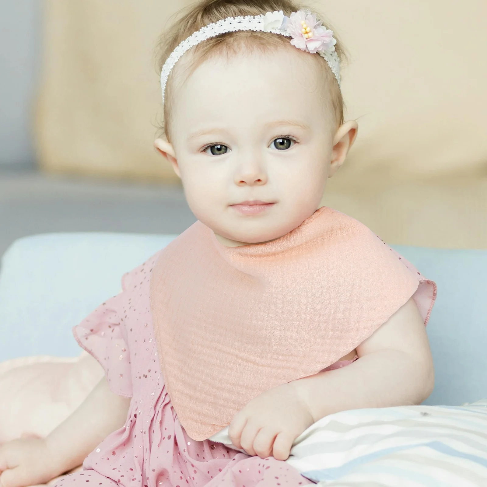 

2 шт. утолщенные детские нагрудники из чистого хлопка, мягкие дышащие треугольные банданы для новорожденных для защиты от еды, треугольные детские нагрудники