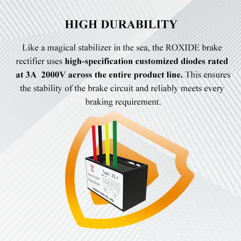 ZL-1  Motor Brake Rectifier, AC220V / DC99V ZL-2  Motor Brake Rectifier, AC380V / DC170V