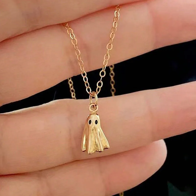 

Ожерелье-призрак на Хэллоуин, 18-каратное позолоченное ожерелье из нержавеющей стали, роскошные ювелирные изделия в стиле хип-хоп, унисекс, юбилей, Рождественский подарок для мужчин и женщин