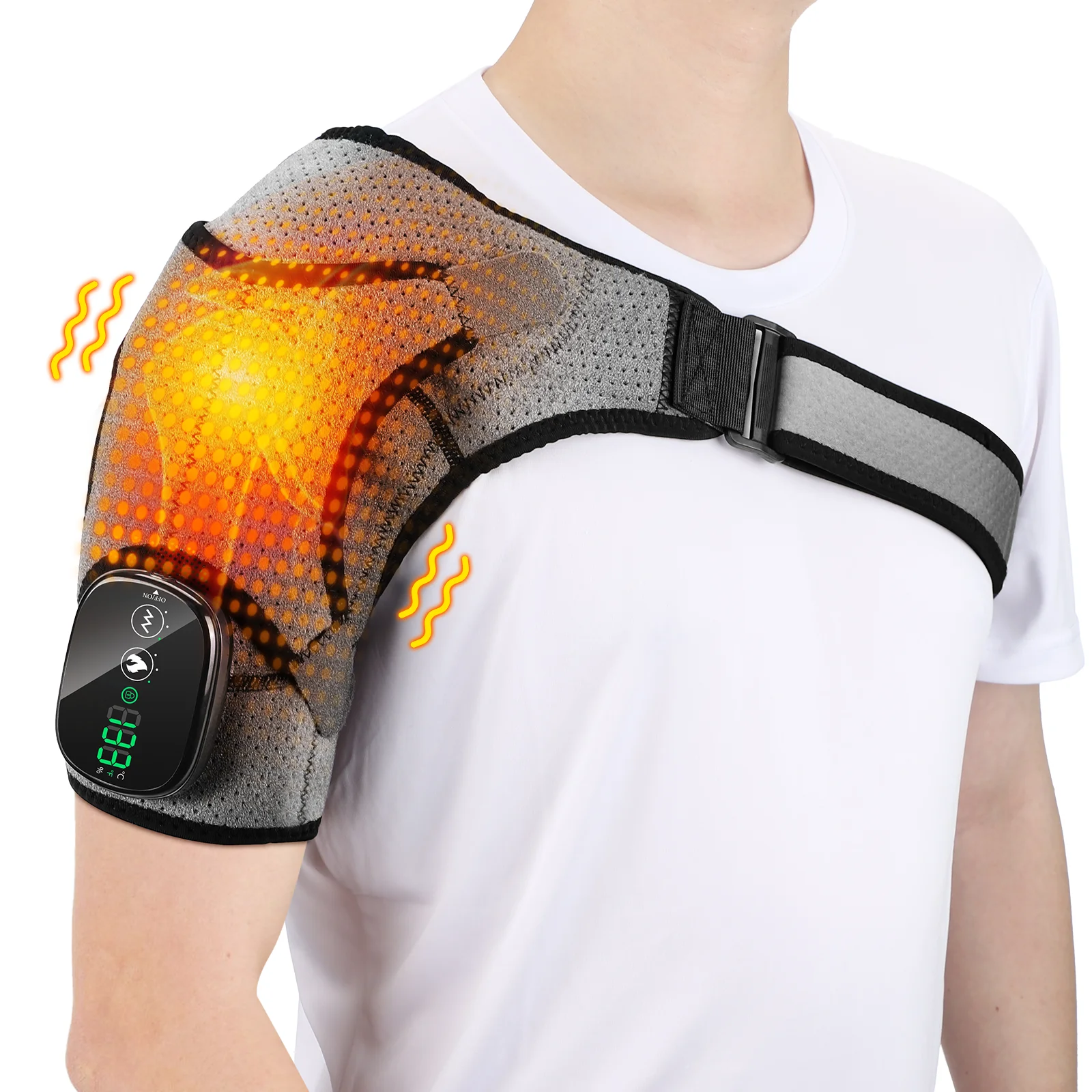 Electric Heating Shoulder Massage Pad 3-speed Adjustable Heated Back Shoulder Brace Portable Relax Shoulder & Neck Massage Belt