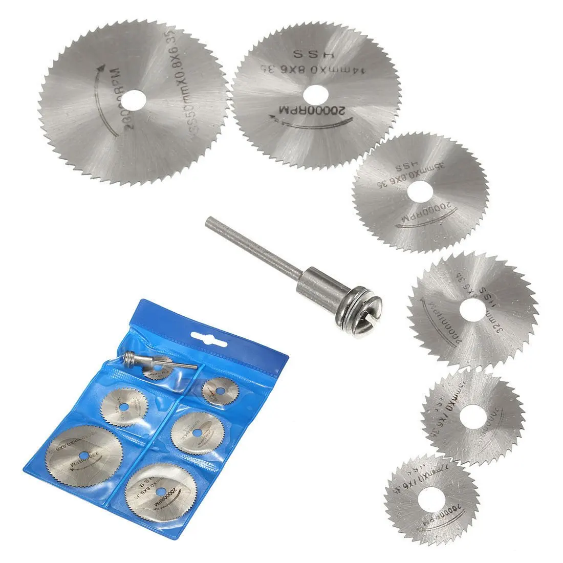 7 Pcs Rotary Drill Saw Blades, Steel Saw Disc Wheel Cutting Blade with 1/8" Shank Mandrel for Dremel Foredom Drills Rotary Tools