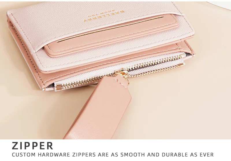 Baellerry Luxusmarke Damen Edle Geldbörse PU-Leder Schlanke Multikarten-Kurzbörse Geldbeutel für Frauen – Detail 21