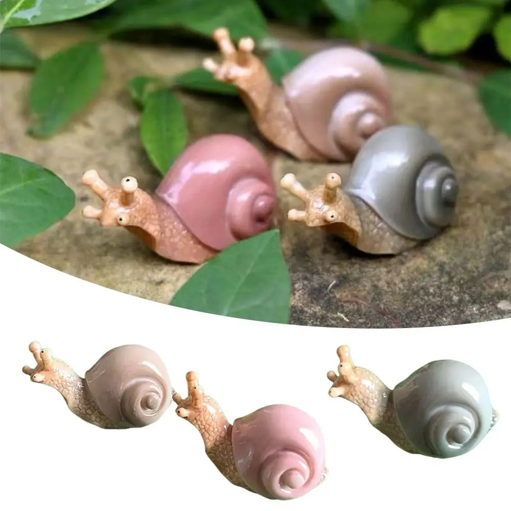 Miniature Garden Decor Succulent Aquarium Landscaping Animal Sculpture Garden Decor Resin Snail Sculpture Ornament Simulation