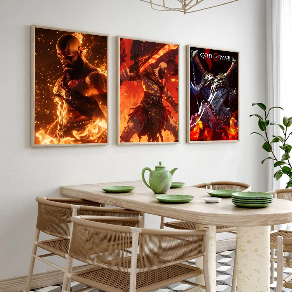 God of War Ragnarok Inspired Classic Vintage Poster HD art sticky wall waterproof home living room bar decoration