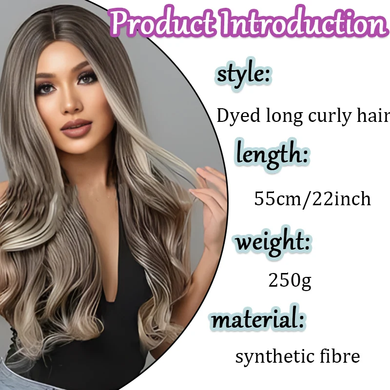 Eight character bangs dyed headband wig long wavy curly wig synthetic wig suitable for daily Halloween gatherings