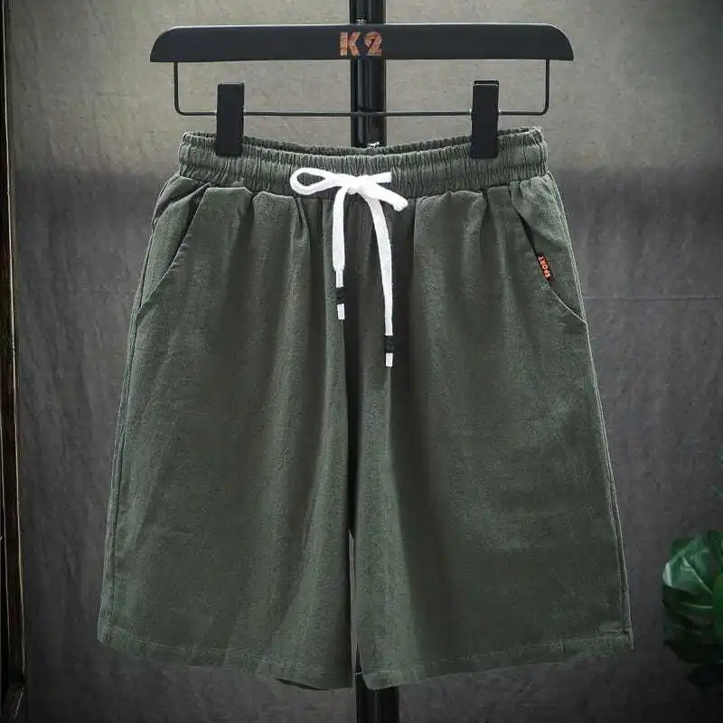 2024 Men Summer Motion New Pure Cotton Solid Color Large Size Multicolor Loose Comfortable Korean Elastic Waist Harajuku Shorts