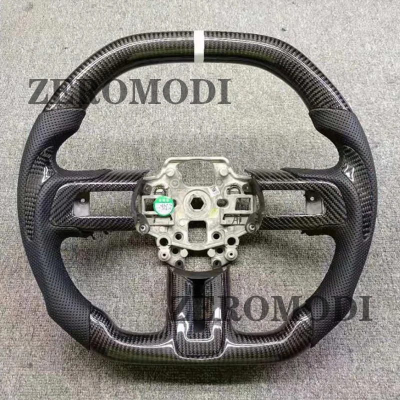 

Carbon Fiber Full Smooth Leather Steering Wheel For Ford Mustang 2015-2023 GT350 GT500