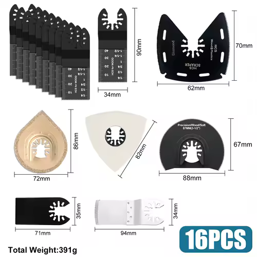 Japanese Tooth Carbide Oscillating Saw Blade Kit 10-39Pcs Arc Edge Oscillating Multitool Blades Precise Cut for Wood PVC Iron - Image 11
