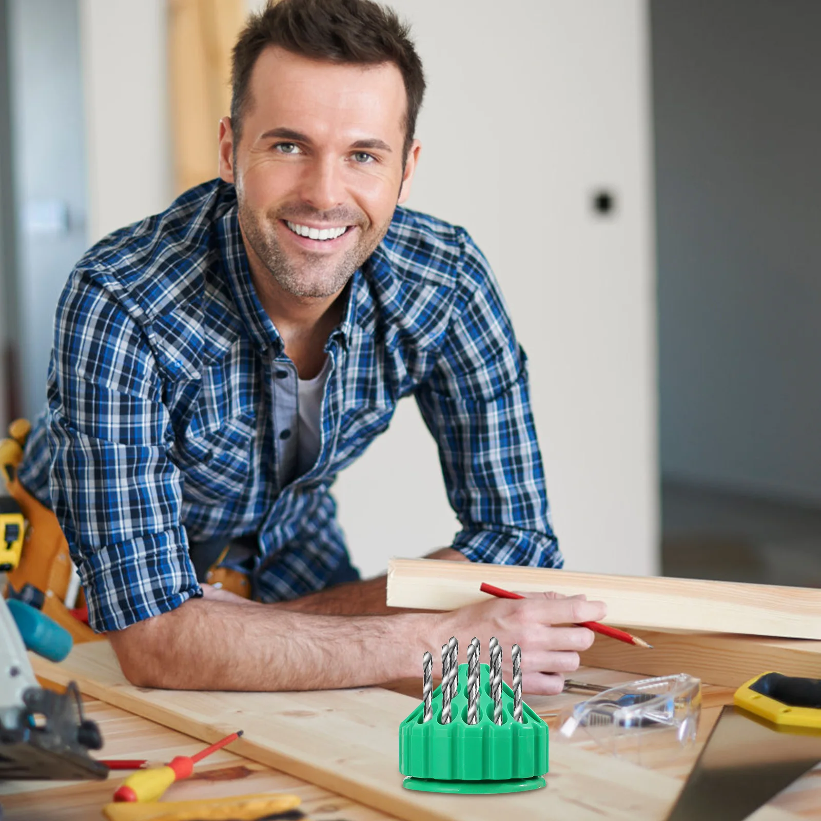 

Rotatable Drill Bits Storage Box Abs Material Honeycomb Design Space-Saving Stable Base Grinding Heads Organizer Tool Storage