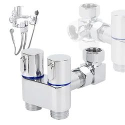 Double Outlet Angle Valve Wall-mounted Double Outlet Bidet Toilet Accessories Hygienic Shower Toilet Bidet Sprayer Shower Head
