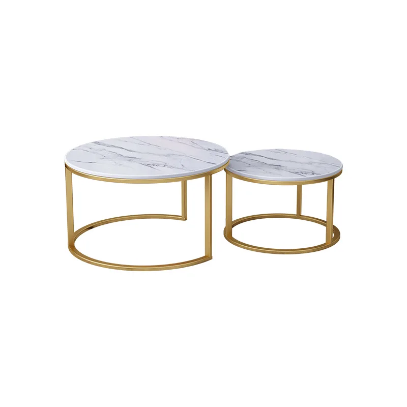 

Modern simple round marble coffee table with drawers, family living room coffee table, office coffee table