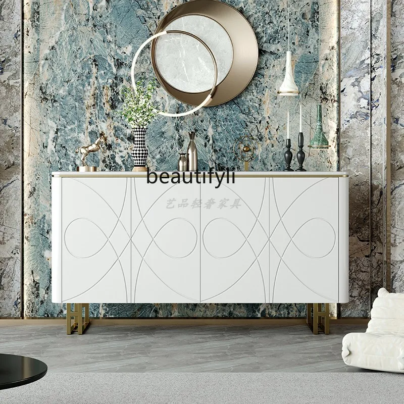 Light Luxury Home Entrance Cabinet Modern Minimalist Stone Plate Sideboard Cabinet Designer Model Entrance Storage Shoe Cabinet