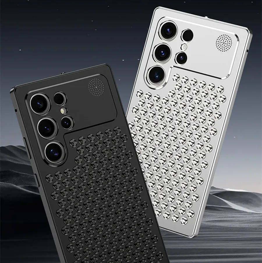 Luxury Metal Cooling Hollow Aluminum Phone Case For Samsung galaxy s25 ultra Heat Dissipation Cover Funda S25 Ultra