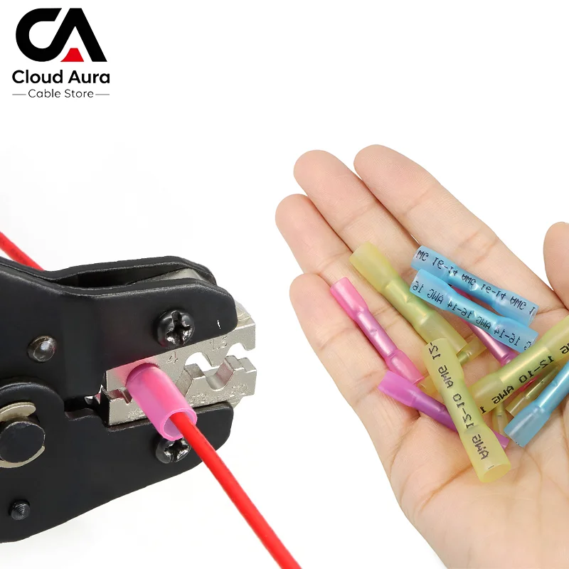 10-1000PCS Heat Shrink Butt Wire Connectors 22-10AWG 0.3-6.0mm2 Waterproof Insulated Automobile Wire Cable Crimp Terminal