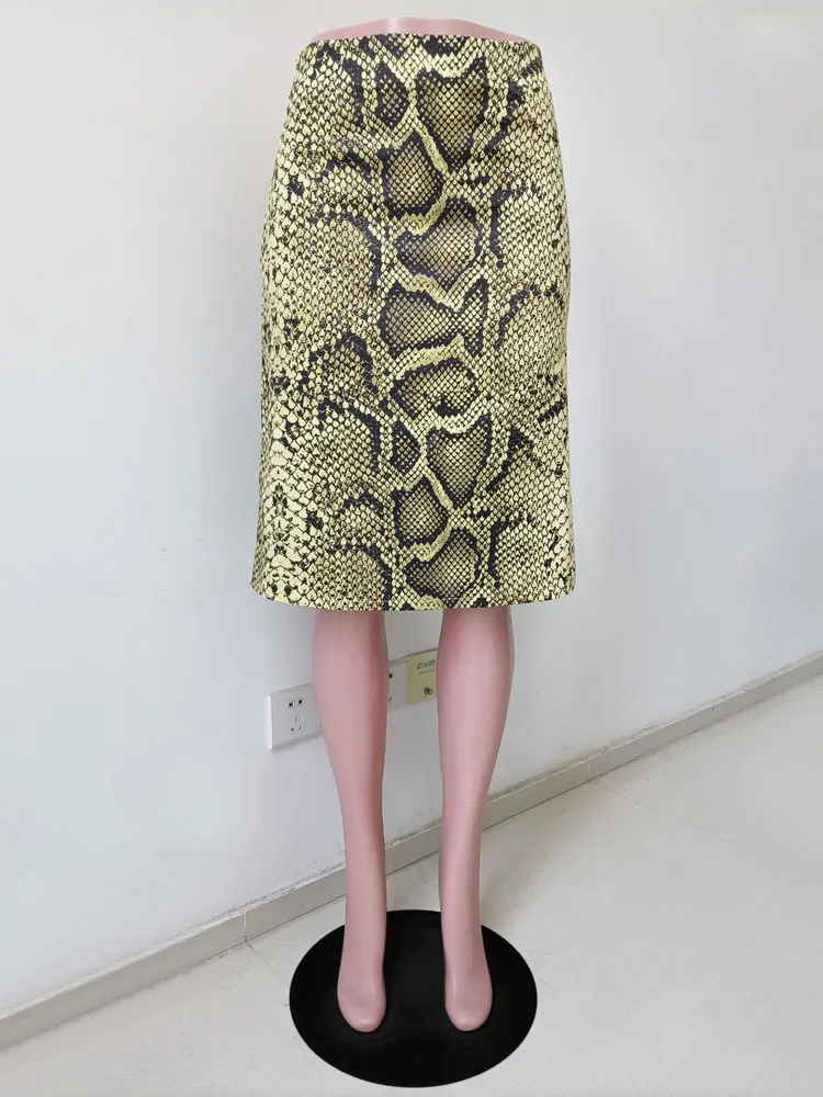 2025年新作 スネークスキン柄プリント ファッションスカート レディース ハイウエスト スリム コントラスト パッチワーク 通勤 ストリートウェア 女性用 ヴィンテージ Y2Kスカート
