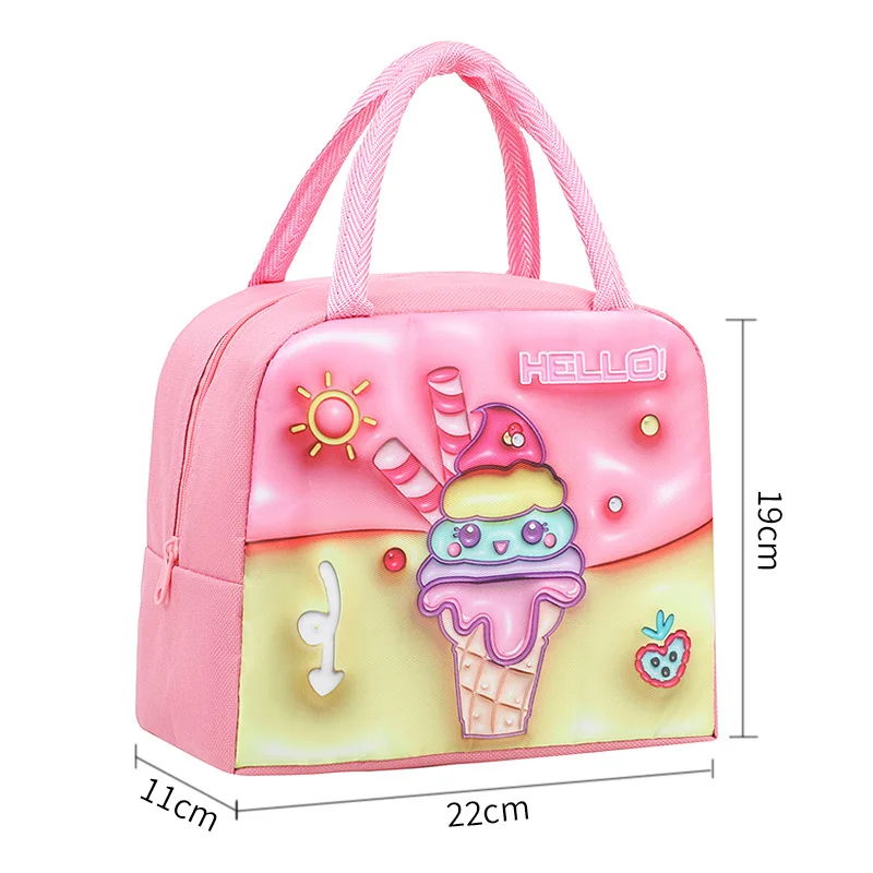 Cartoon Lunch Bag Portable Insulated Thermal Heat Children's Bento Bag Picnic Tote Kid School Lunch Box Bags Cooler Ice Pack New