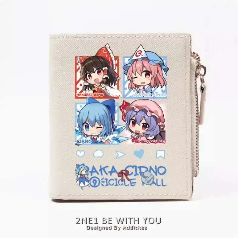 Touhou Project Hakurei Reimu Cirno Anime cartera de moda PU monedero tarjeta moneda cremallera dinero bolsa Cosplay regalo B536 Anime