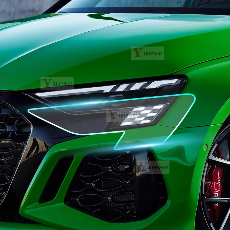 

Для Audi RS3 Sedan Limousine 2021-2024 2 шт. защитная пленка для фар автомобиля прозрачная дымчатая черная наклейка из ТПУ