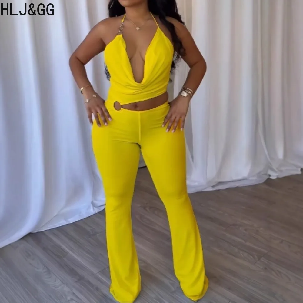 HLJ & GG Y2k セクシーなボディコンジャンプスーツ女性のためのホルターノースリーブ背中の開いた中空アウトロンパース女性ストリートオーバーオール 2025 夏