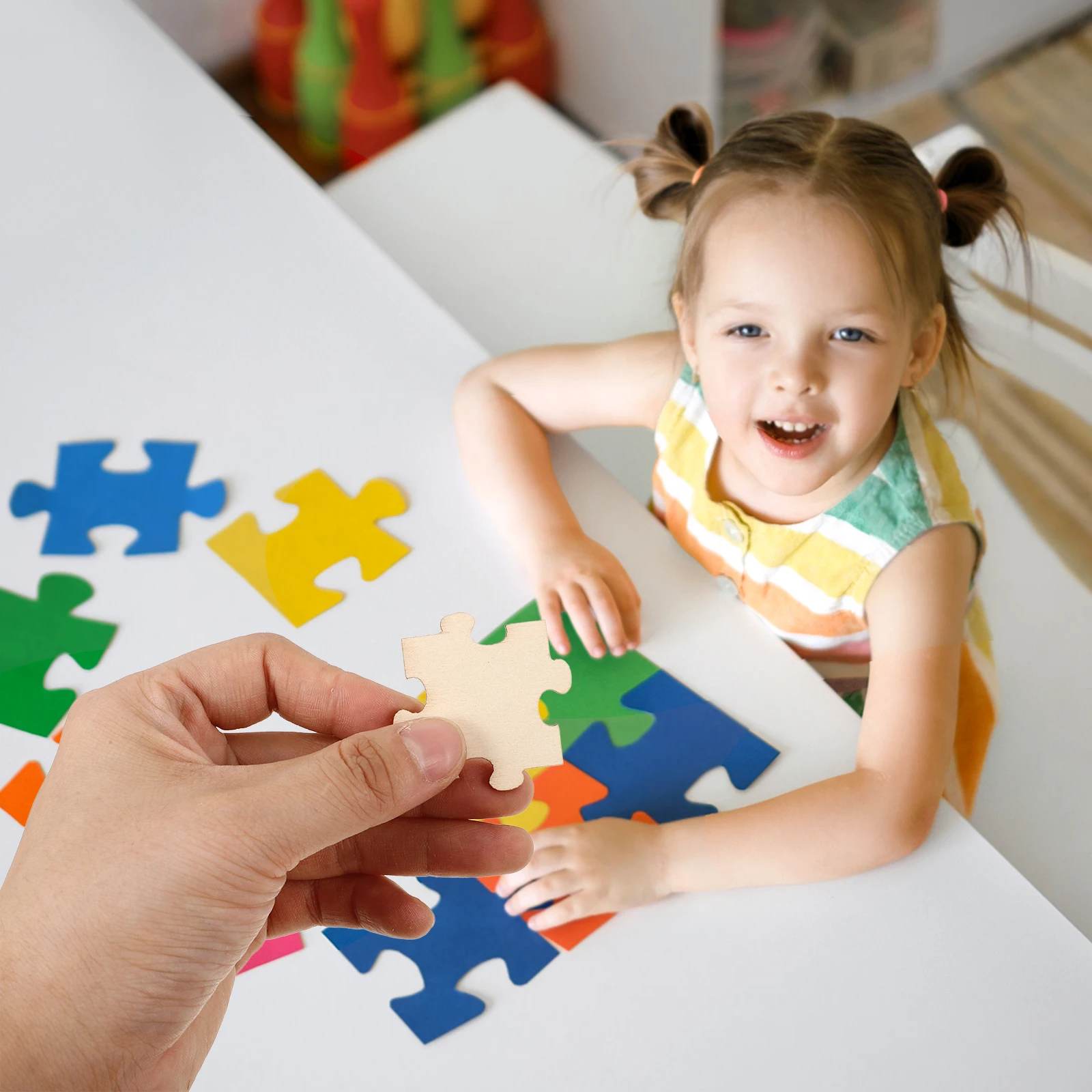 50pcs Puzzle Squares Blank Diy Crafts Jigsaw Pieces Wooden Painting Crafts Wood Painting Home Decor Game Sudoku