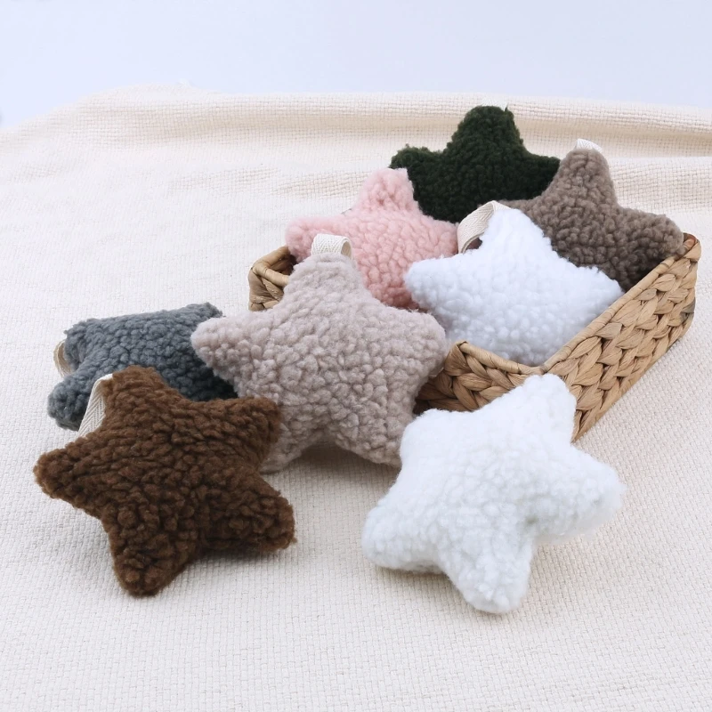 Cartoon 3D Moon Shape Pacifier Clip Chain Pendant Fluffy Cotton Stuffed Star Dummy Nipple Holder Clips Toy Pacifier Chain Decor