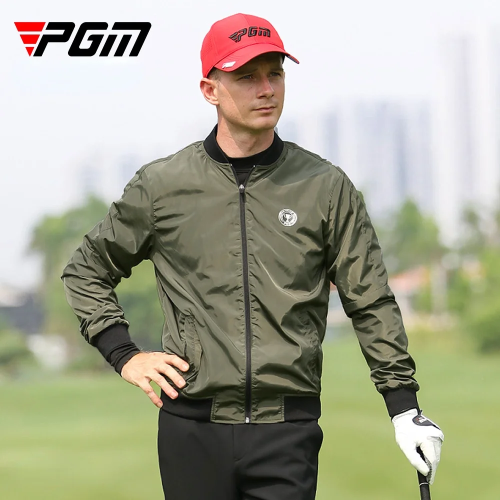 PGM Autumn Men's Golf Jacket Man Baseball Stand Collar Youth Jacket Waterproof Full Zipper Sports Coats Windbreakers YF439