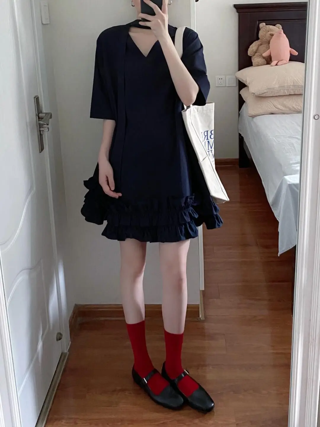 Coupe ample ort Sve bleu Dr coréen Sle femmes Faion été nouvelle jupe trapèze avec ourlet en dentelle t-shirt Dr