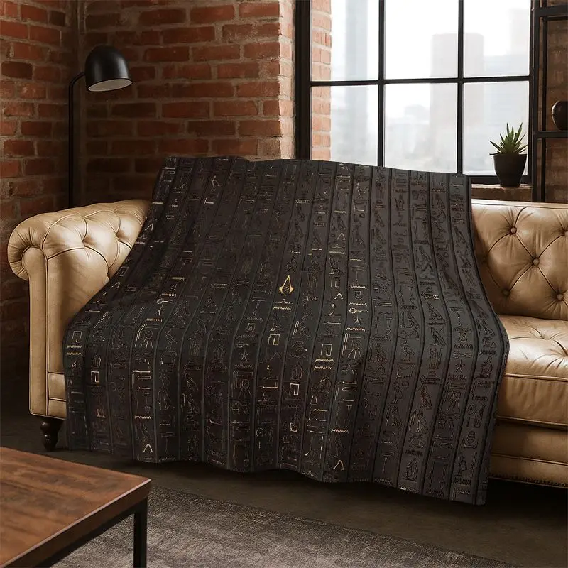 Egyptian Mythological mural pictograph Flannel Blanket Soft Warm Blanket Throw Blanket for Bedroom Living Room Bed Travel Picnic