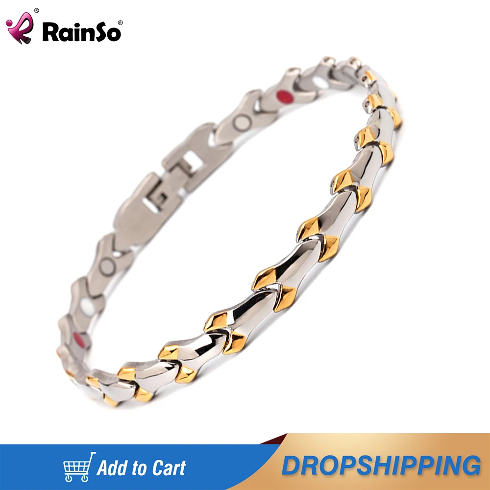 Rainso Therapy Magnetic Bracelet For Women Stainless Steel  Bracelet 4in1 Bio Power Negative Ion Bracelet New IN Christmas gift