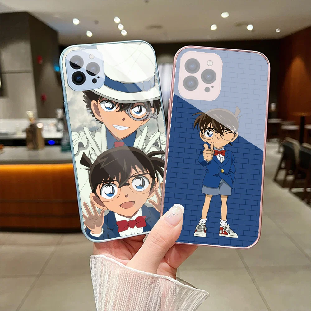 Anime Detective Conan Phone Case For IPhone 15 14 13 12 Mini 11 Pro Max X XS XR 6 7 8 SE Plus Glass Hard Cover