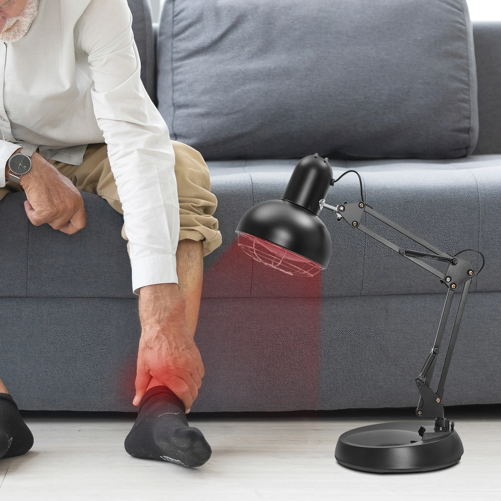150W Infrarot-Wärmelampe für Zuhause Infrarot-Therapielampe zur Linderung von Muskelschmerzen und Rückenschmerzen Schwarz 65cm – Detail 2
