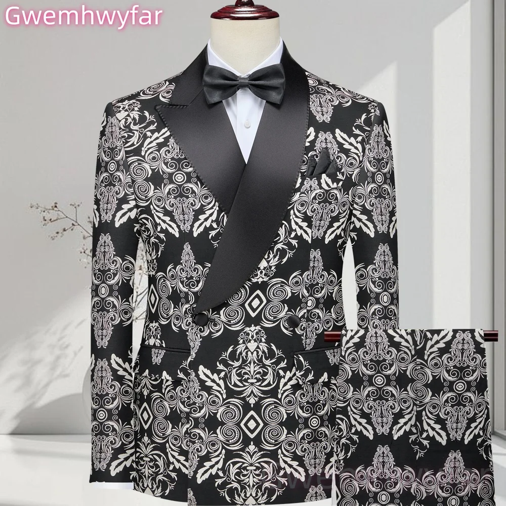 

Gwenhwyfar New Black Men Formal Tuxedos Groom Groomsman Wedding Party Prom Male Business Suit 3 Pieces Set Blazer Pants Vest