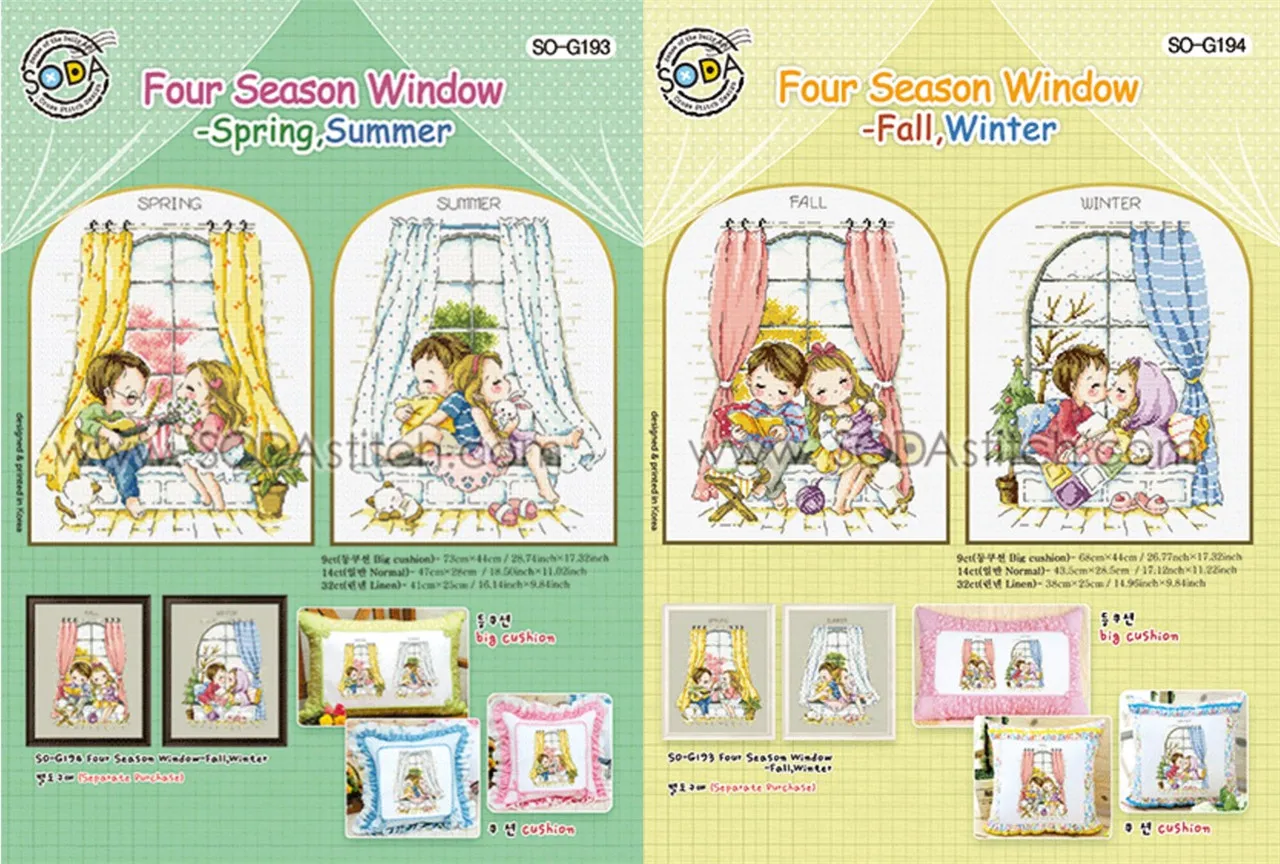 

Chinese Cross-Stitch Kits, Embroidery Needlework Sets, Four Seasons, Bay Window, Cross Stitch, G193-194, 16CT, 14CT, 18CT, DIY