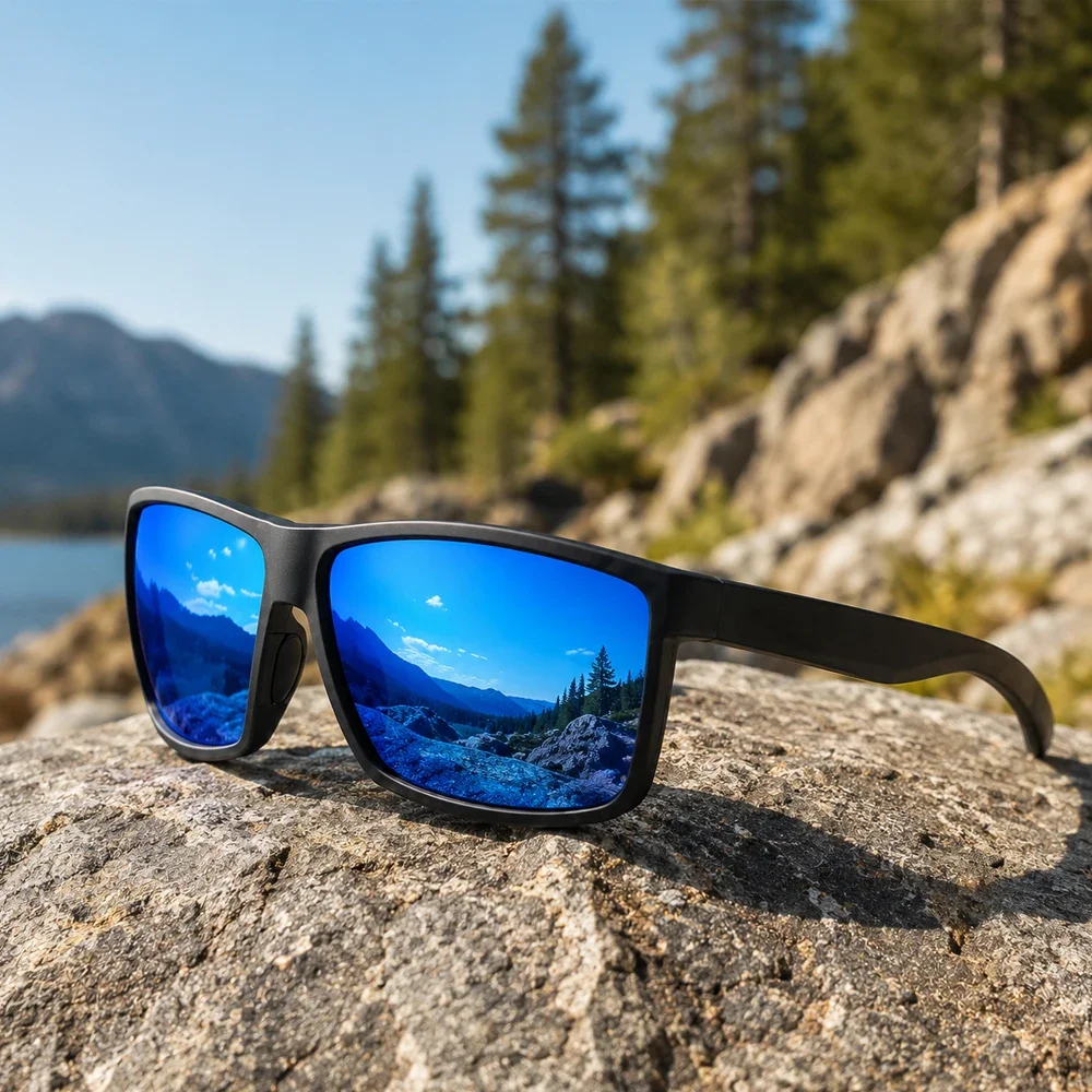 Herren Outdoor Polarisierte Sonnenbrille, Mattierter Rahmen UV400 Gläser für Angeln, Autofahren, Radfahren, Blendschutz Sportbrille – Detail 4