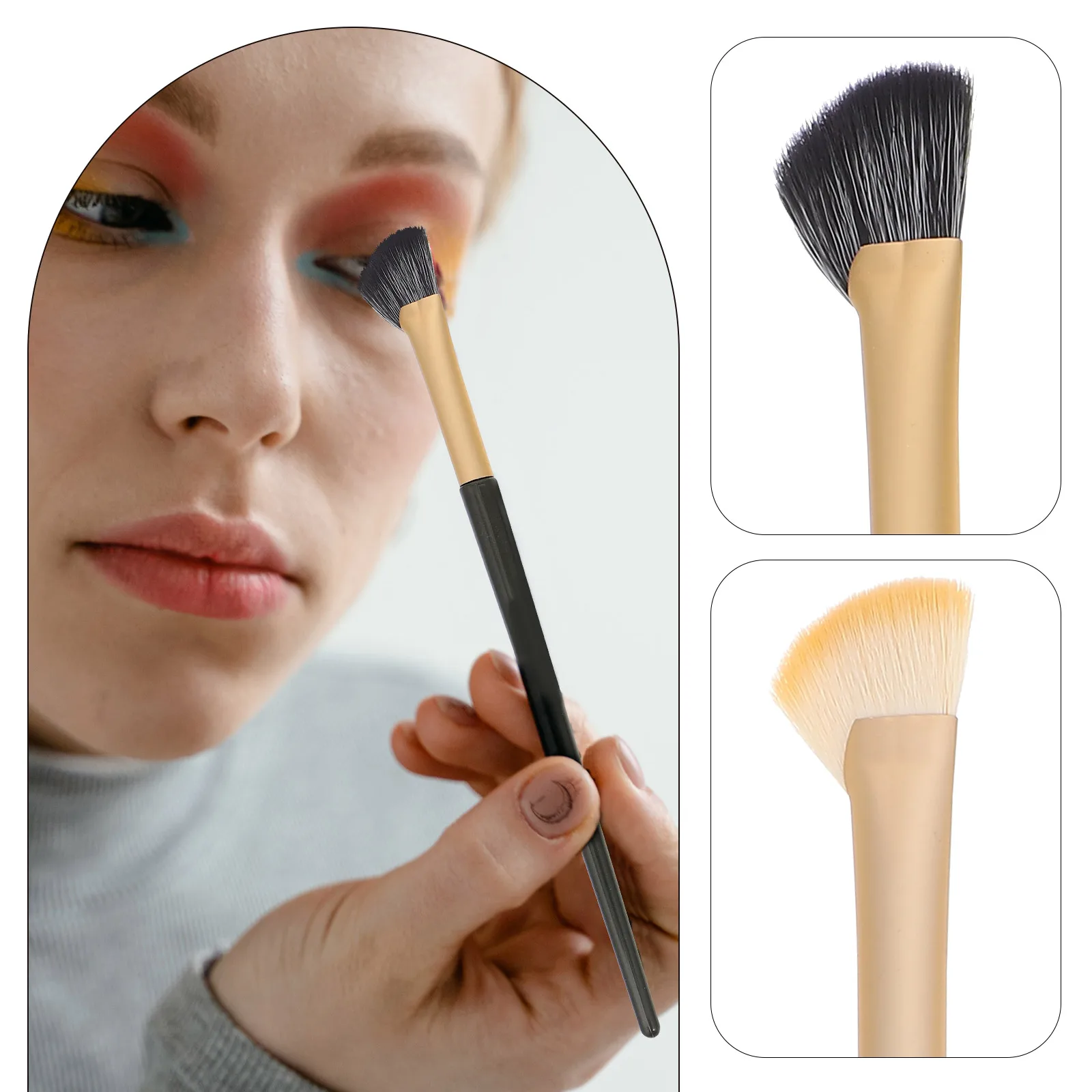 6 pçs nariz sombra escova angular maquiagem corretivo delineador sombra conjunto de ferramentas de precisão preto branco sobrancelha escovas