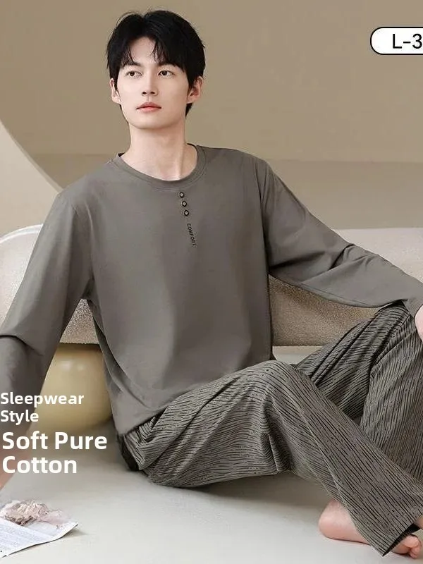 men's-pure-cotton-long-sleeve-sleepwear-thin-autumn-spring-style-home-clothes-set-casual-print-comfortable-soft-cotton-pajamas