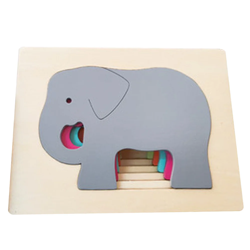 Wooden Animal For Kids Bright Color Shape Size Learning Game Cartoon Design Baby Hand-Eye Coordination Educational Puzzle