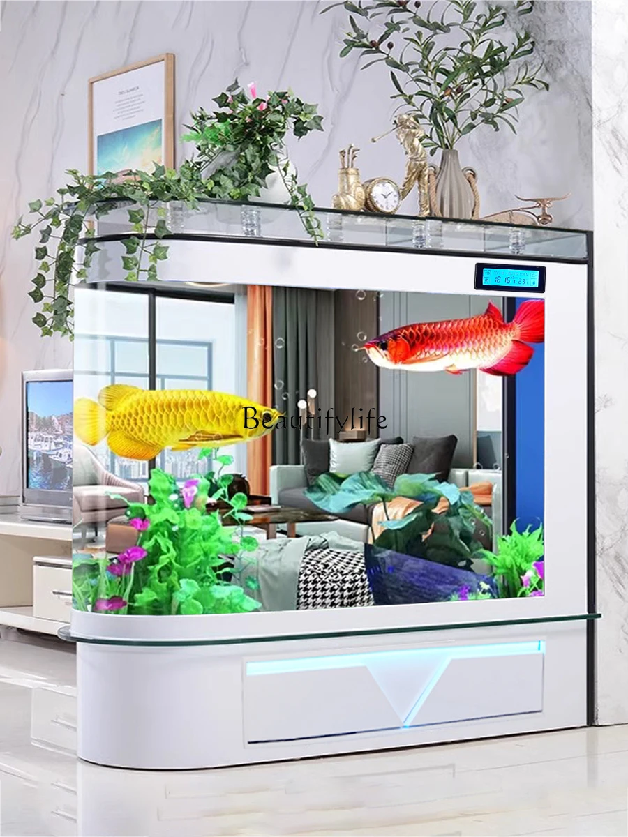 New Fish Tank Screen Living Room Partition Affordable Luxury Style Glass Bottom Filter Ecological Change Water