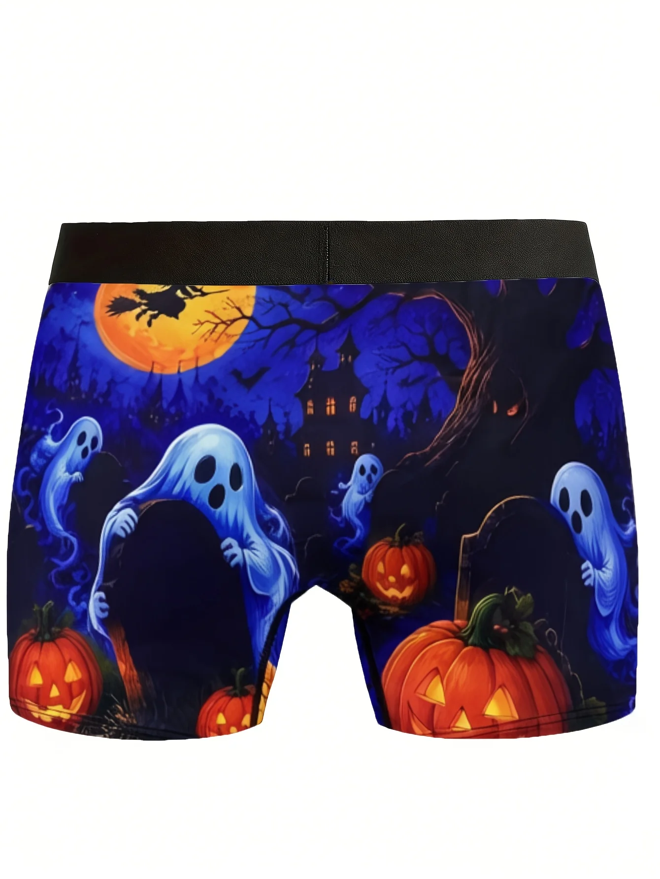 1pc Men' Plus Size Boxer Briefs with 3D Pumpkin Print Spooky Underwear Suitable for Halloween Party Daily Wear