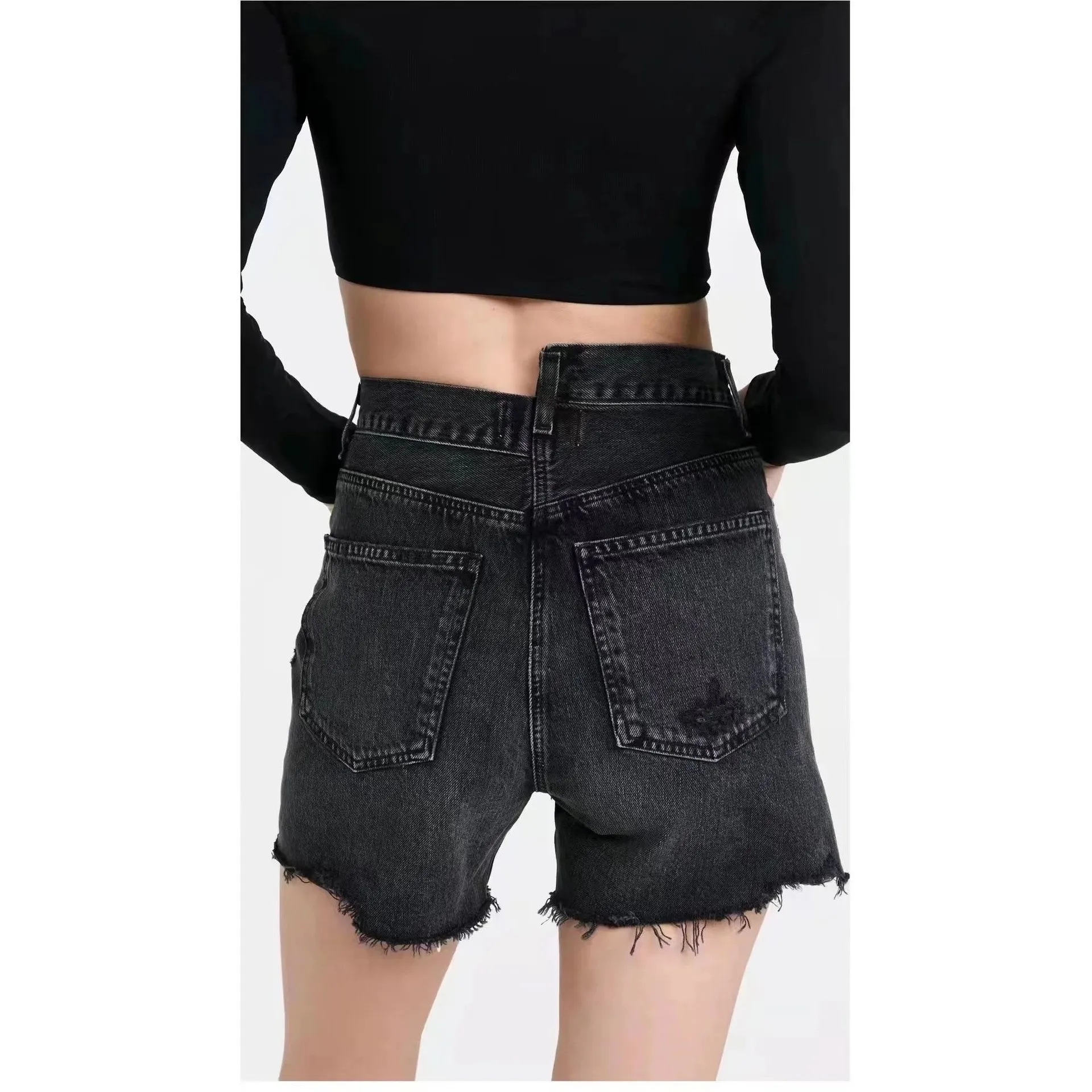 Cintura alta asimétrica mujer Denim orts Casual Faion ajuste cómodo señoras Jeans orts tendencia de verano