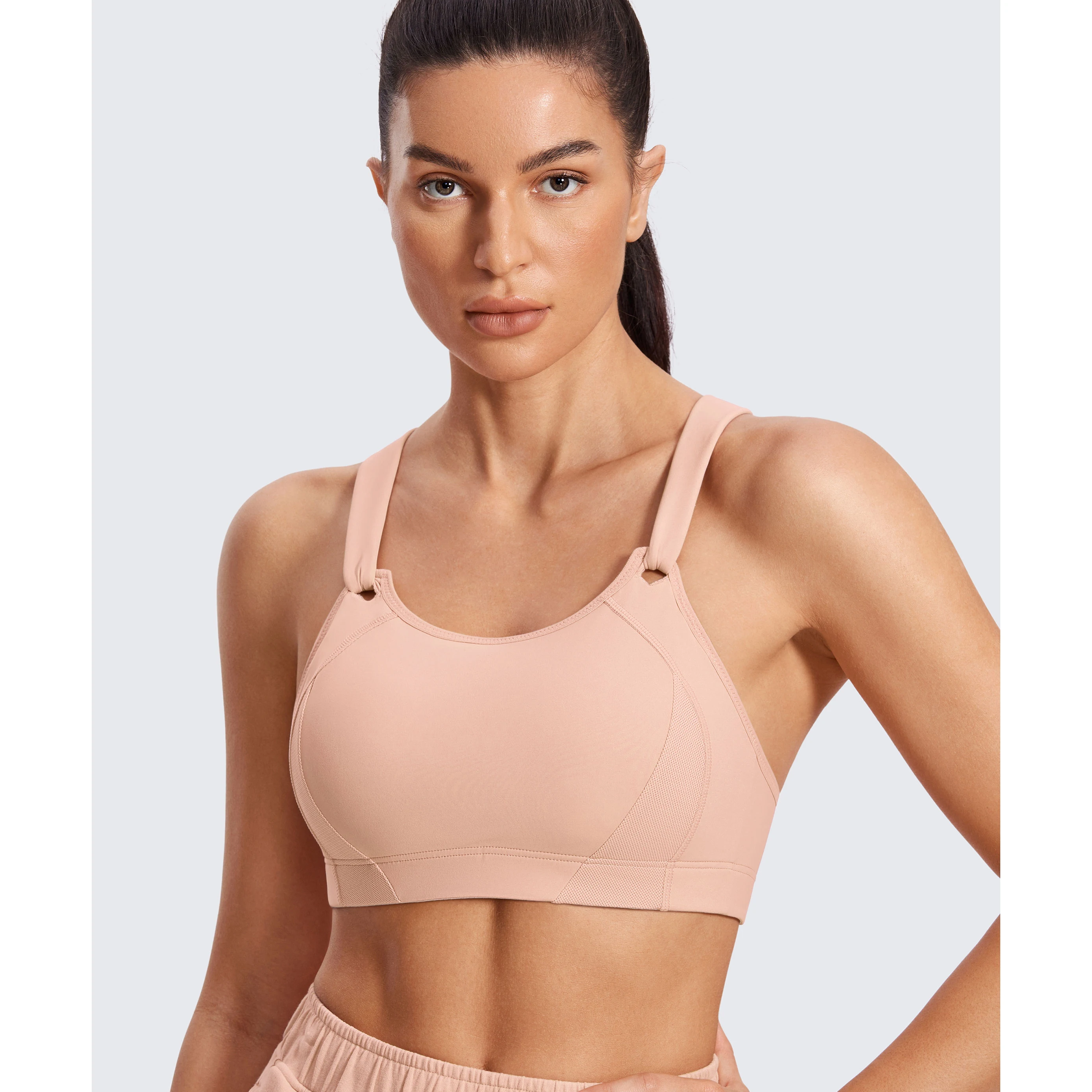 SYROKAN Sport Bras Women Sportswear Crop Tops For Fitness High Impact Wire Free Full Coverage Lightly Padded Vests Adjusted