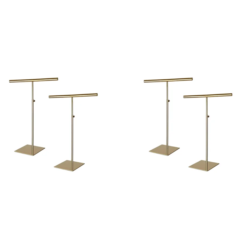 

AA81-держатель для ожерелья, подставка для ювелирных изделий, золотая полированная подставка для кошелька, 4 шт., регулируемая высота для ожерелья, браслетов, колец